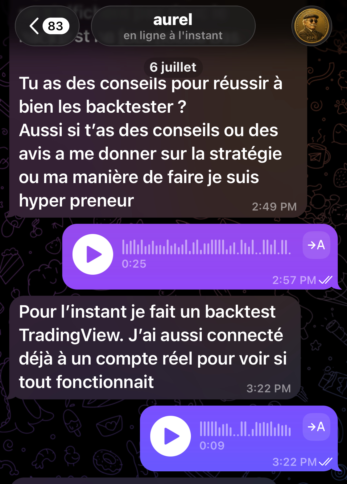 Juillet — Il travaille son backtest